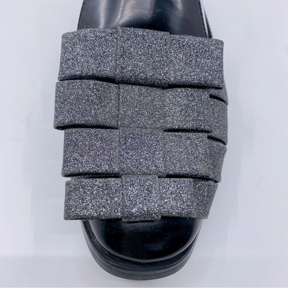 Jeffrey Campbell x Anthropologie Beauvil Glitter Bow Loafers Color Black 7 - Picture 6 of 11